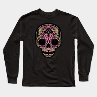 Sugar Skull - Lemon Pink Long Sleeve T-Shirt